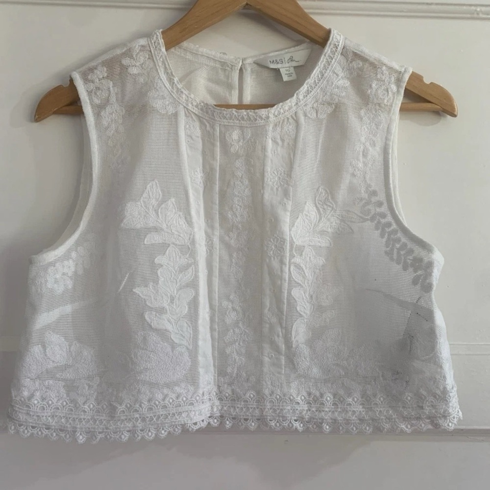 Marks & Spencer Cream Lace Crop Top